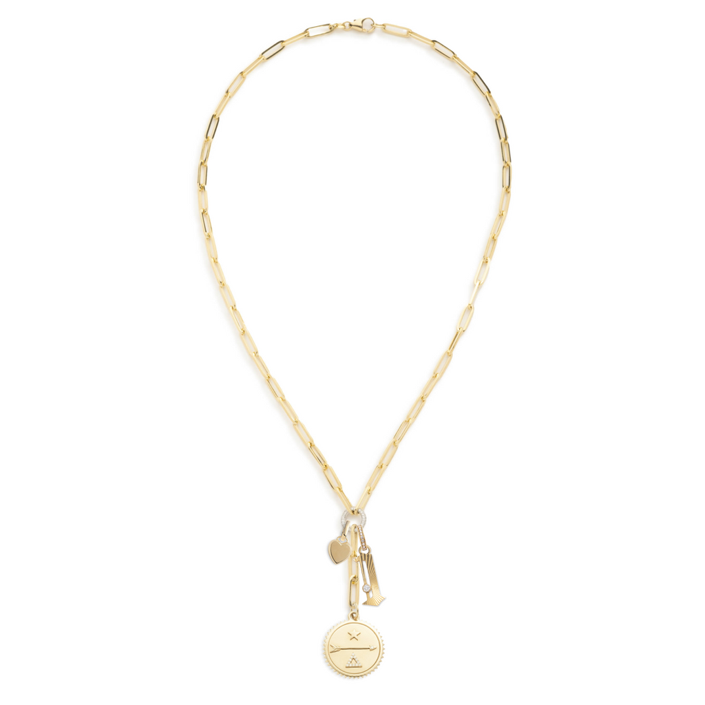 18K Yellow Gold Dream and Number Classic Fob Clip Extension Story : in Yellow Gold with Diamonds – FoundRae view 2