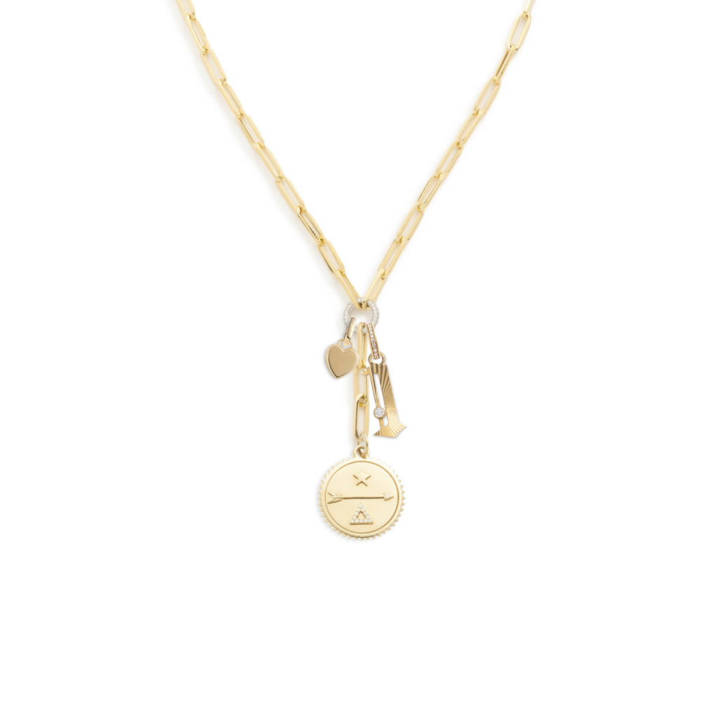 Dream and Number Classic Fob Clip Extension Story : in Yellow Gold with Diamonds view 1