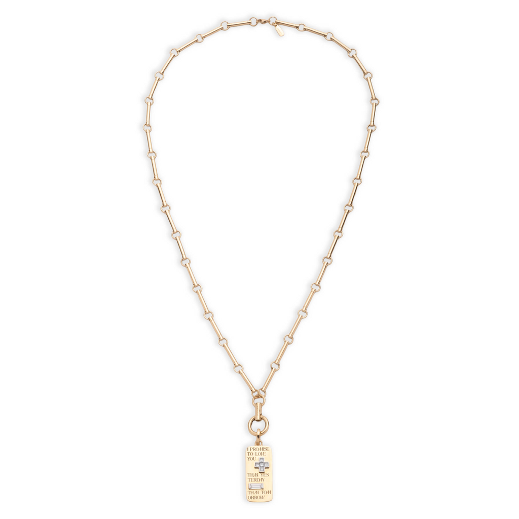 18K Yellow Gold Promise Ingot Hanging Clockweight Element Necklace : in Yellow Gold with Diamonds – FoundRae view 2