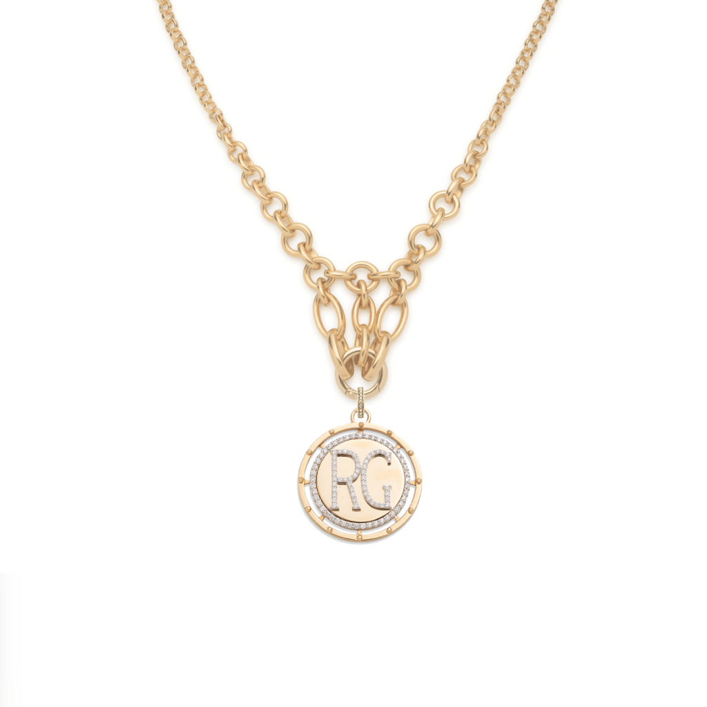 Lovestruck Pierced Lattice Necklace : in Yellow Gold with Diamonds view 1