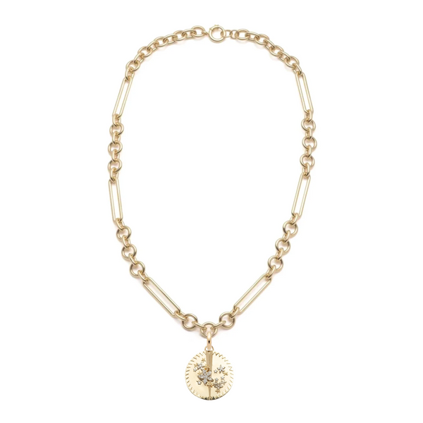 Resilience Midsize Mixed Clip Necklace : in Yellow Gold with Pave Diamonds
