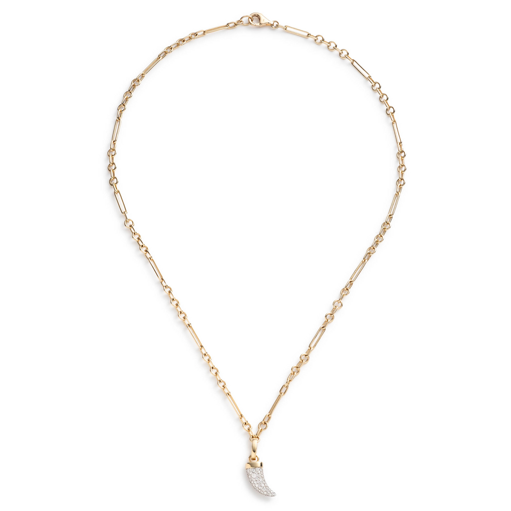 18K Mixed Gold Snow Pavé Diamond La Loba Claw Fine Mixed Clip Necklace : in Mixed Gold – FoundRae view 3