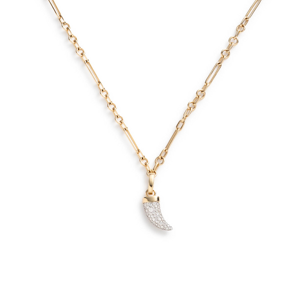Snow Pavé Diamond La Loba Claw Fine Mixed Clip Necklace : in Mixed Gold