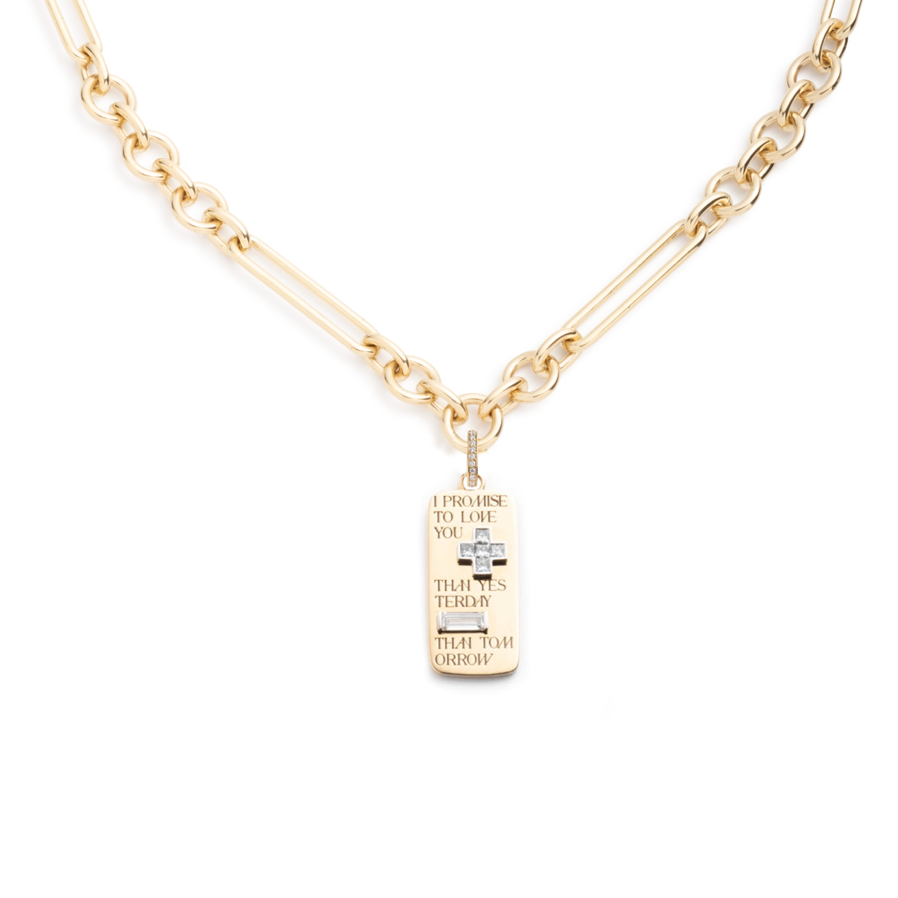 true love | promise ingot midsize mixed clip necklace | diamonds, yellow gold
