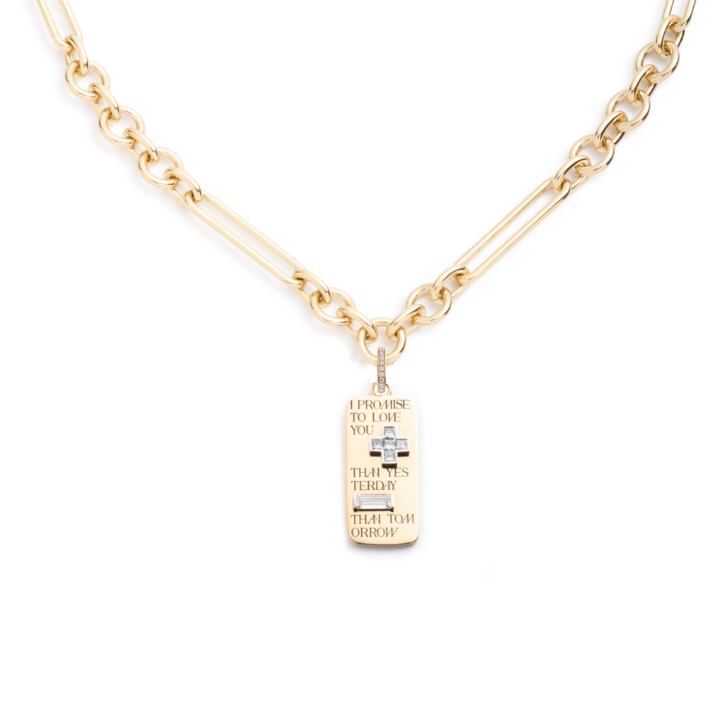 Promise Ingot Midsize Mixed Clip Necklace : in Yellow Gold with Diamonds view 1