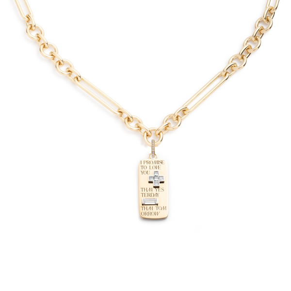 Promise Ingot Midsize Mixed Clip Necklace : in Yellow Gold with Diamonds