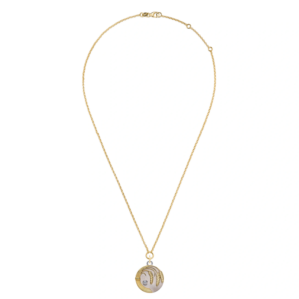 18K Mixed Gold Infinite Gratitude | Braided Wheat Small Belcher Necklace | Diamond, Mixed Gold – FoundRae view 2