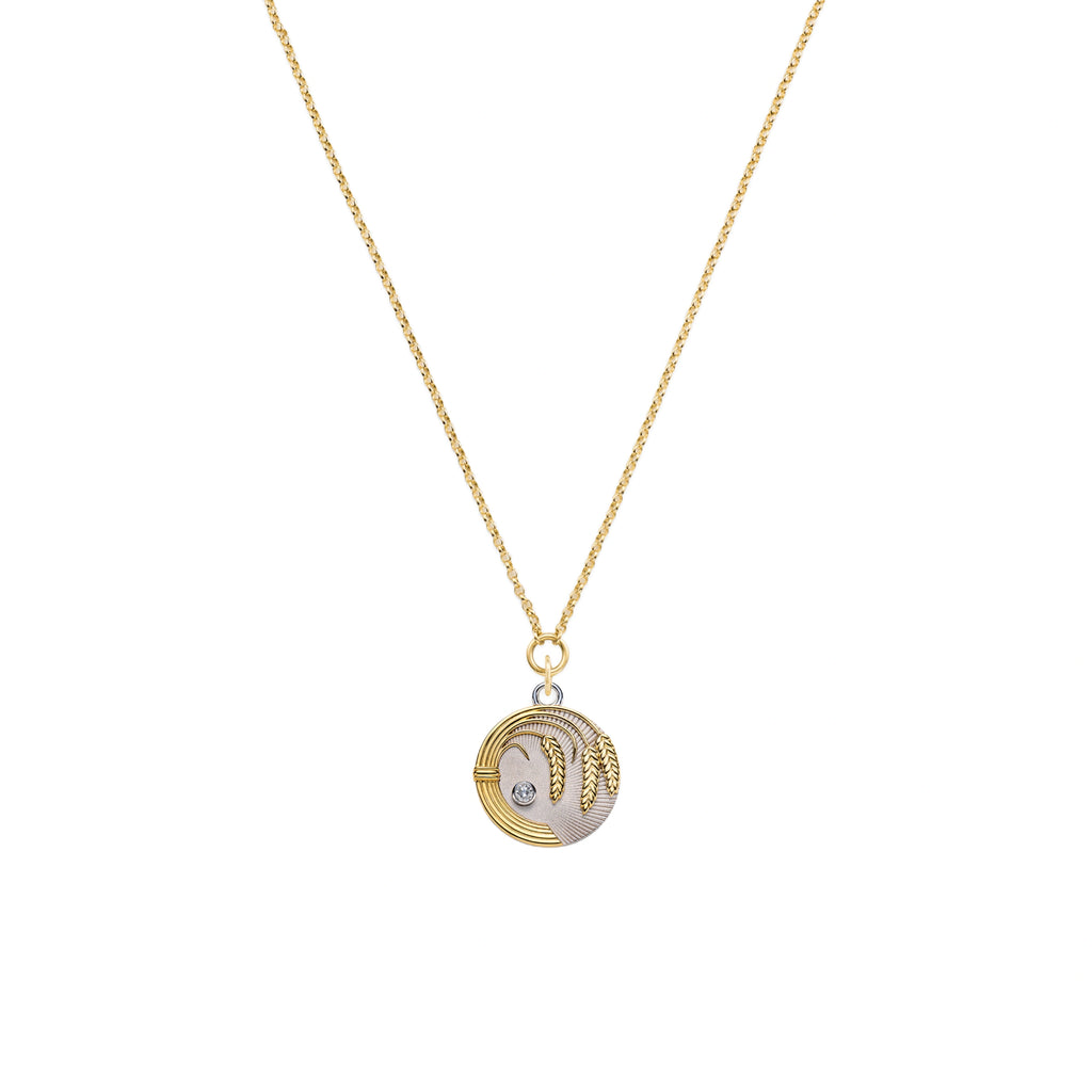 18K Mixed Gold Infinite Gratitude | Braided Wheat Small Belcher Necklace | Diamond, Mixed Gold – FoundRae view 1
