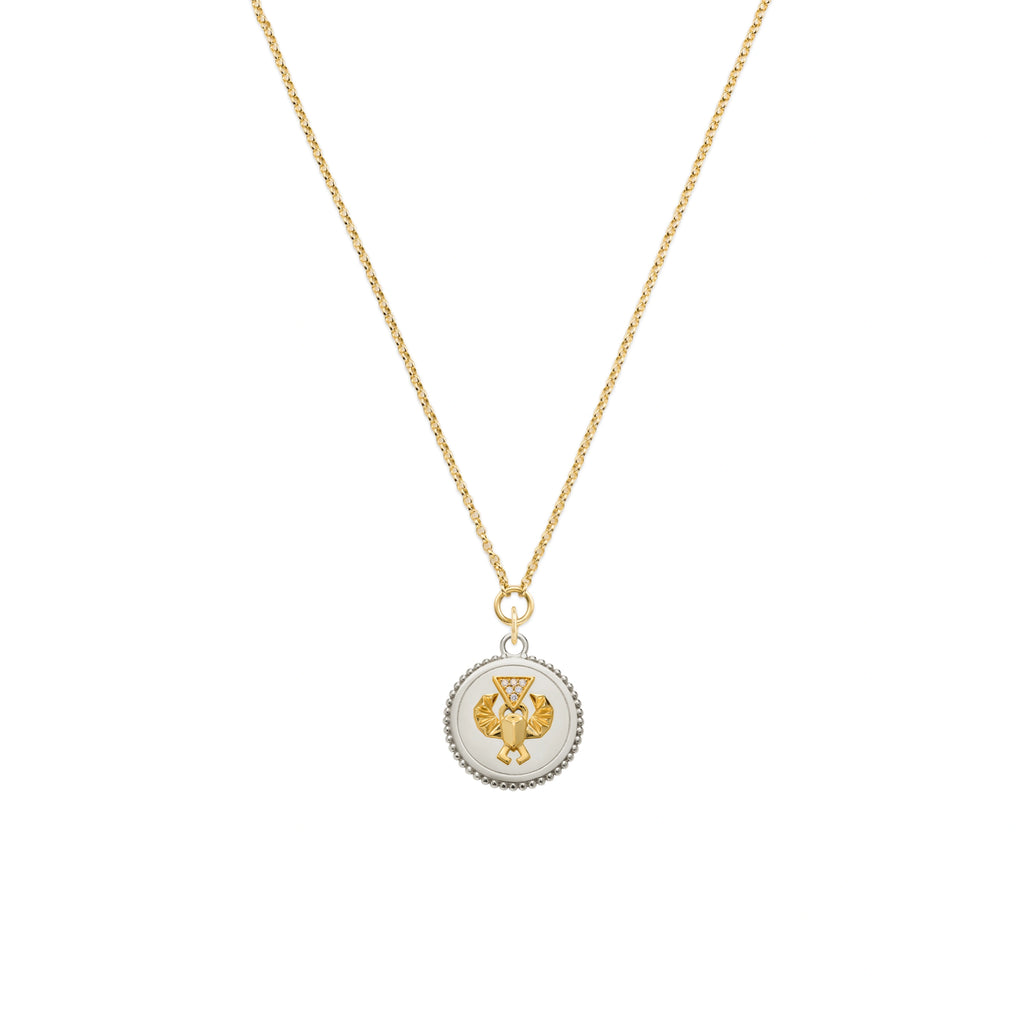 18K Mixed Gold Protection | Small Belcher Necklace | Diamonds, Mixed Gold – FoundRae view 1