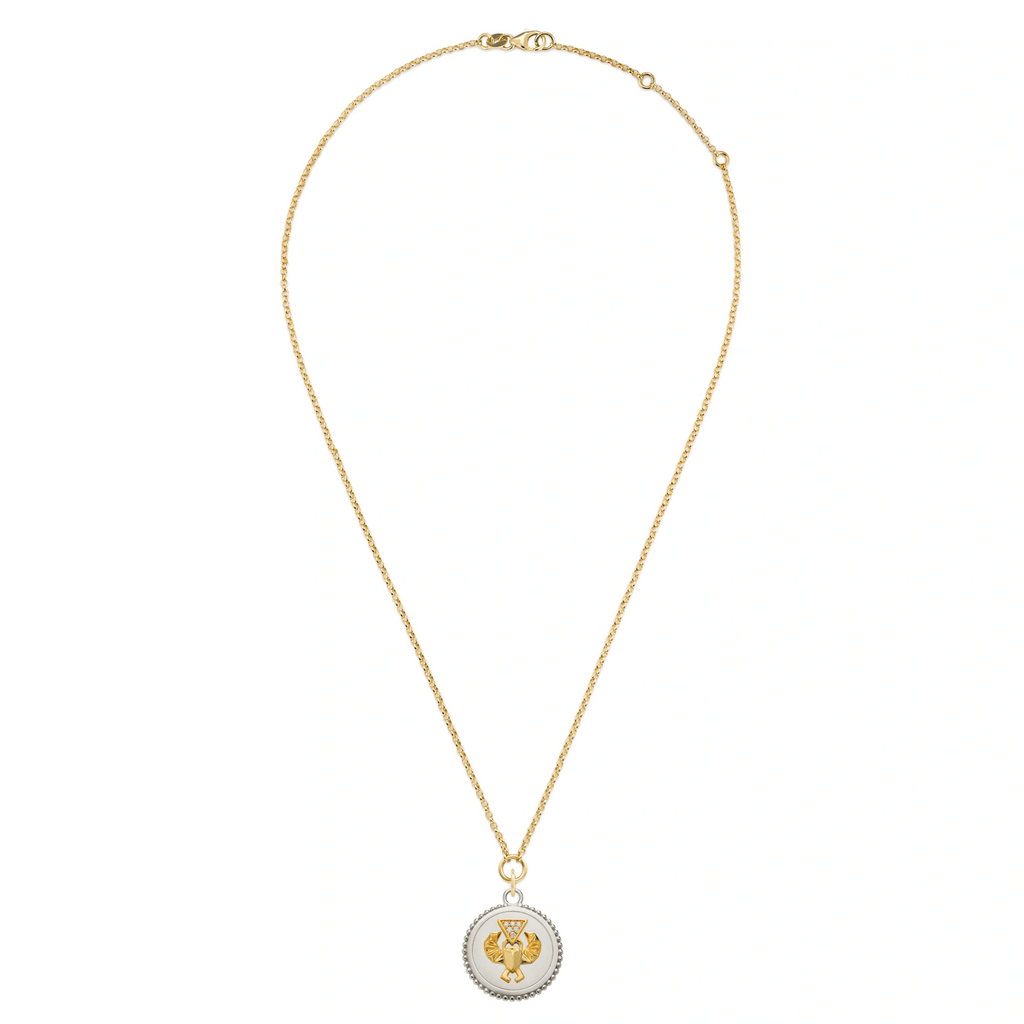 18K Mixed Gold Protection | Small Belcher Necklace | Diamonds, Mixed Gold – FoundRae view 2