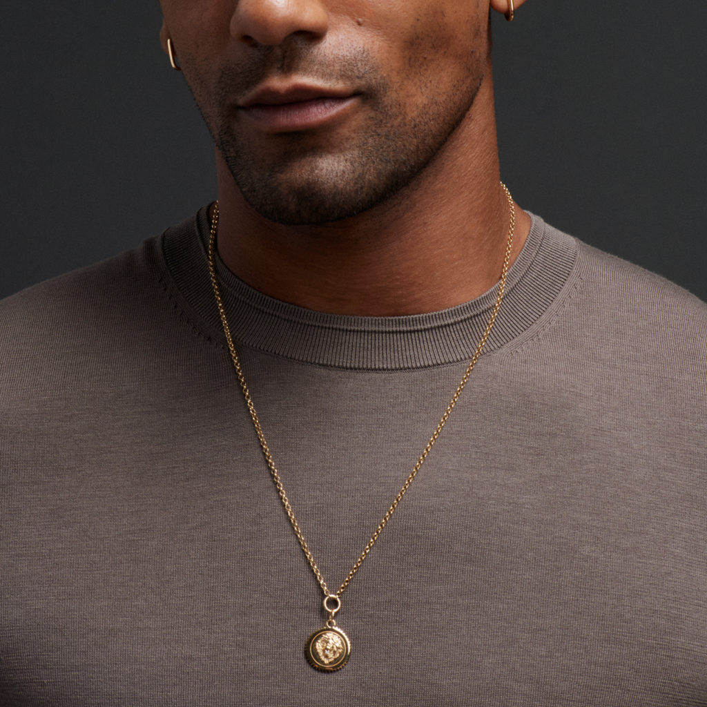 Strength Small Stationary Belcher Necklace : In Yellow Gold view 2