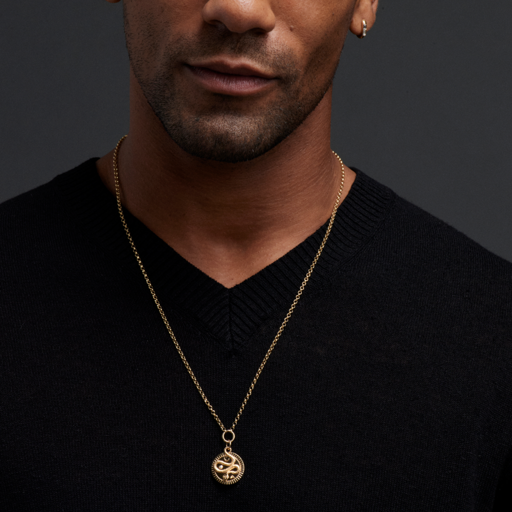 Wholeness Small Stationary Belcher Necklace : In Yellow Gold view 2