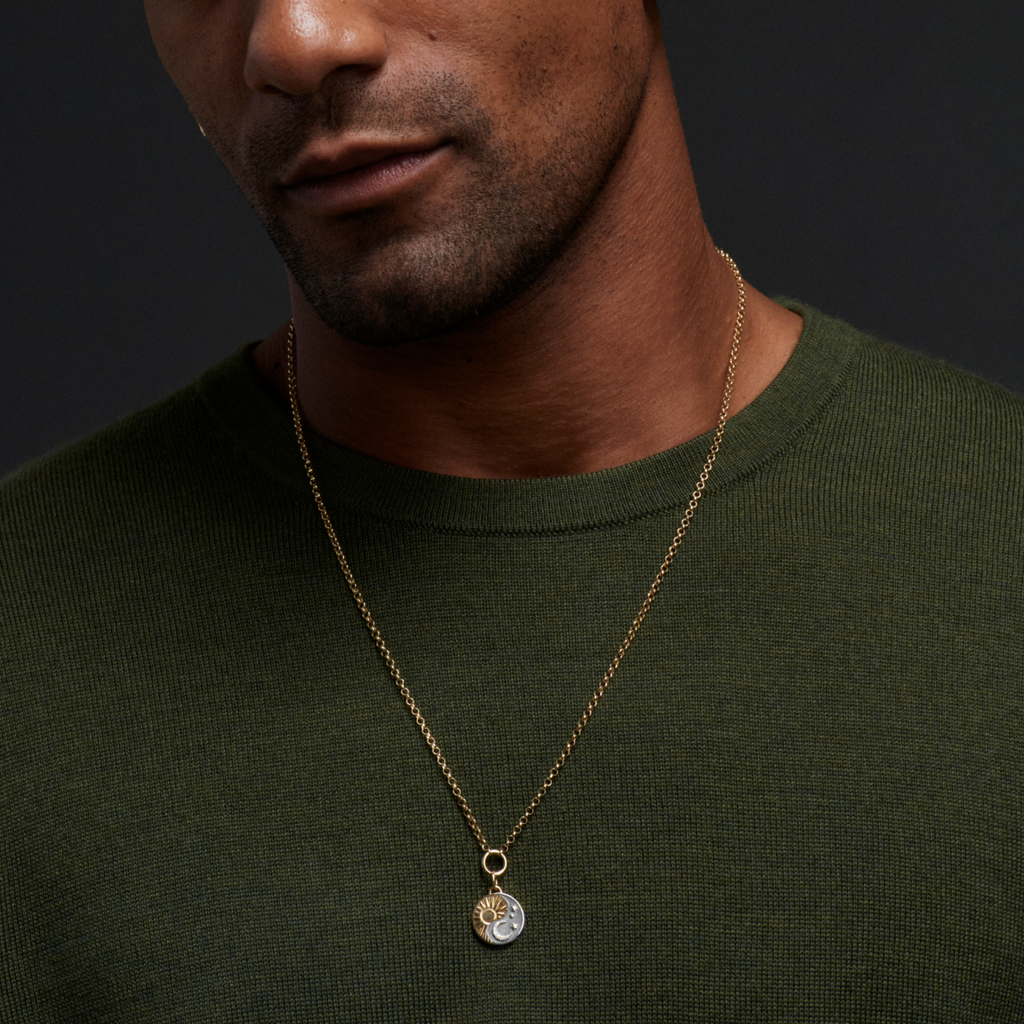 Balance Small Stationary Belcher Necklace : In Mixed Gold view 2