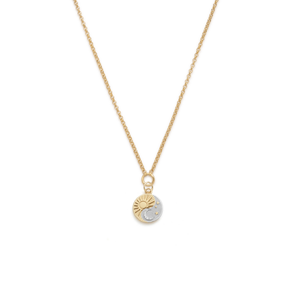 Balance Small Stationary Belcher Necklace : In Mixed Gold view 1