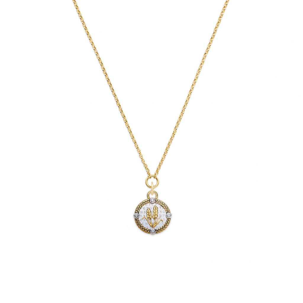 18K Mixed Gold Infinite Gratitude | Braided Wheat Small Belcher Necklace | Diamonds, Mixed Gold – FoundRae view 1