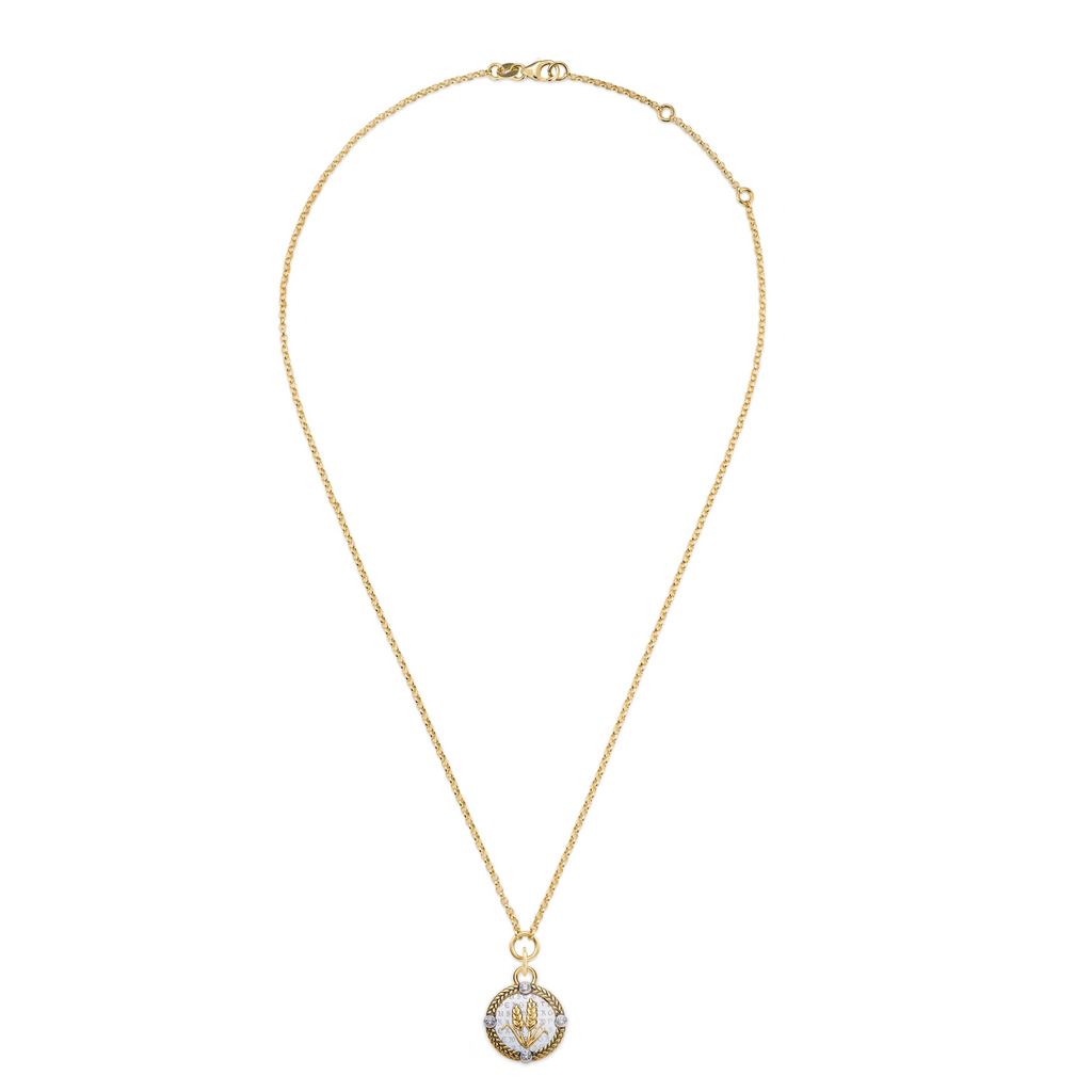 18K Mixed Gold Infinite Gratitude | Braided Wheat Small Belcher Necklace | Diamonds, Mixed Gold – FoundRae view 2