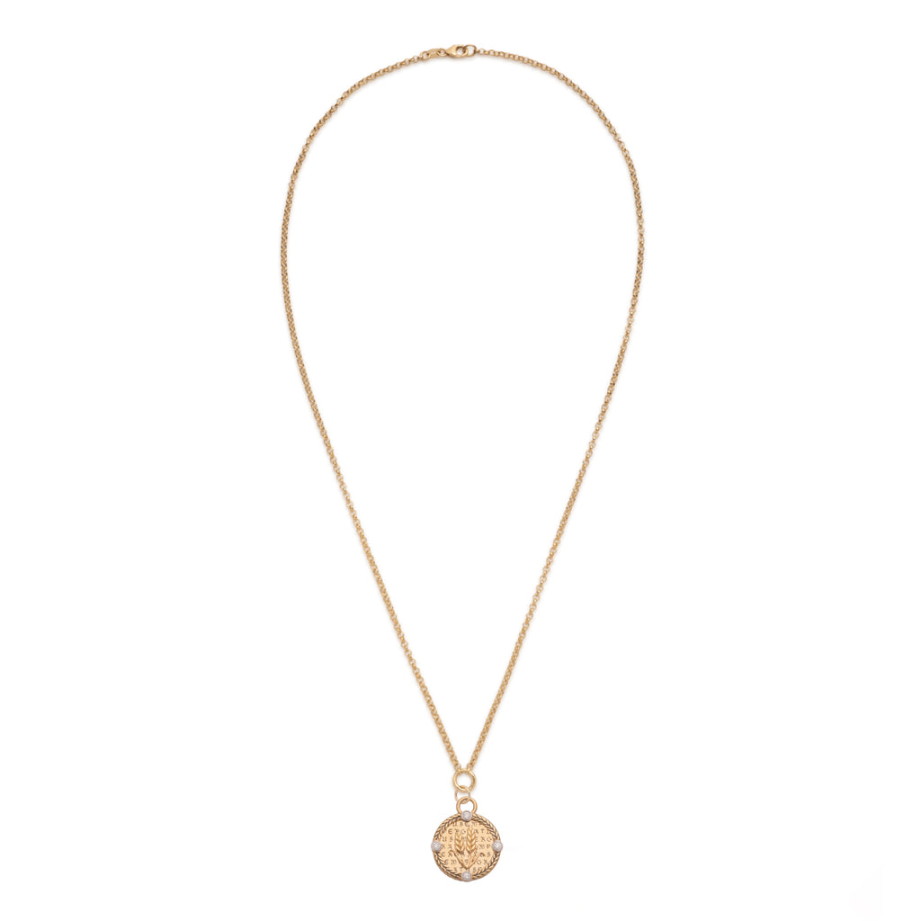 Infinite Gratitude Braided Wheat Small Belcher Necklace : in Yellow Gold with Diamonds view 2