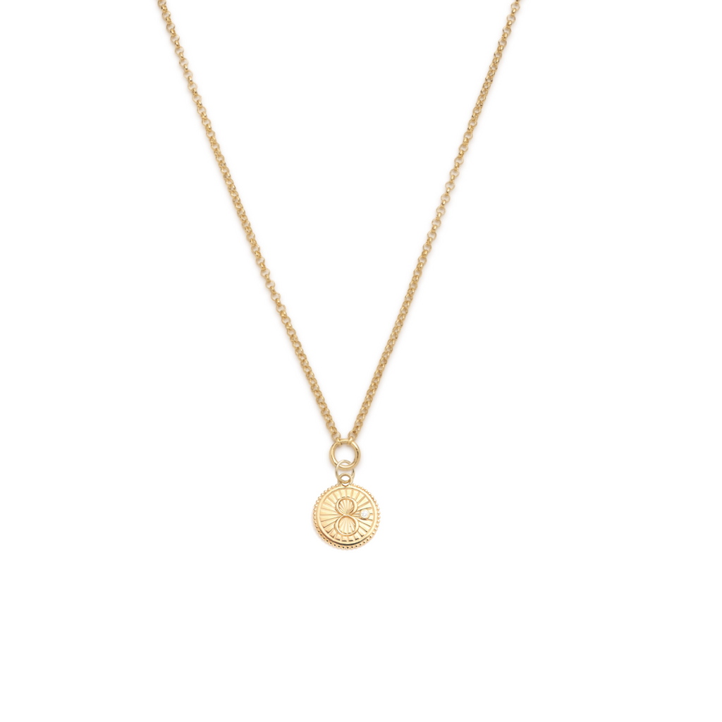 Karma Small Stationary Belcher Necklace : In Yellow Gold view 1