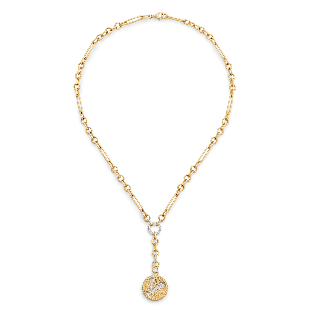 18K Yellow Gold Resilience | Pavé Floral Screen Small Mixed Clip Extension Necklace | Diamonds, Yellow Gold – FoundRae view 3