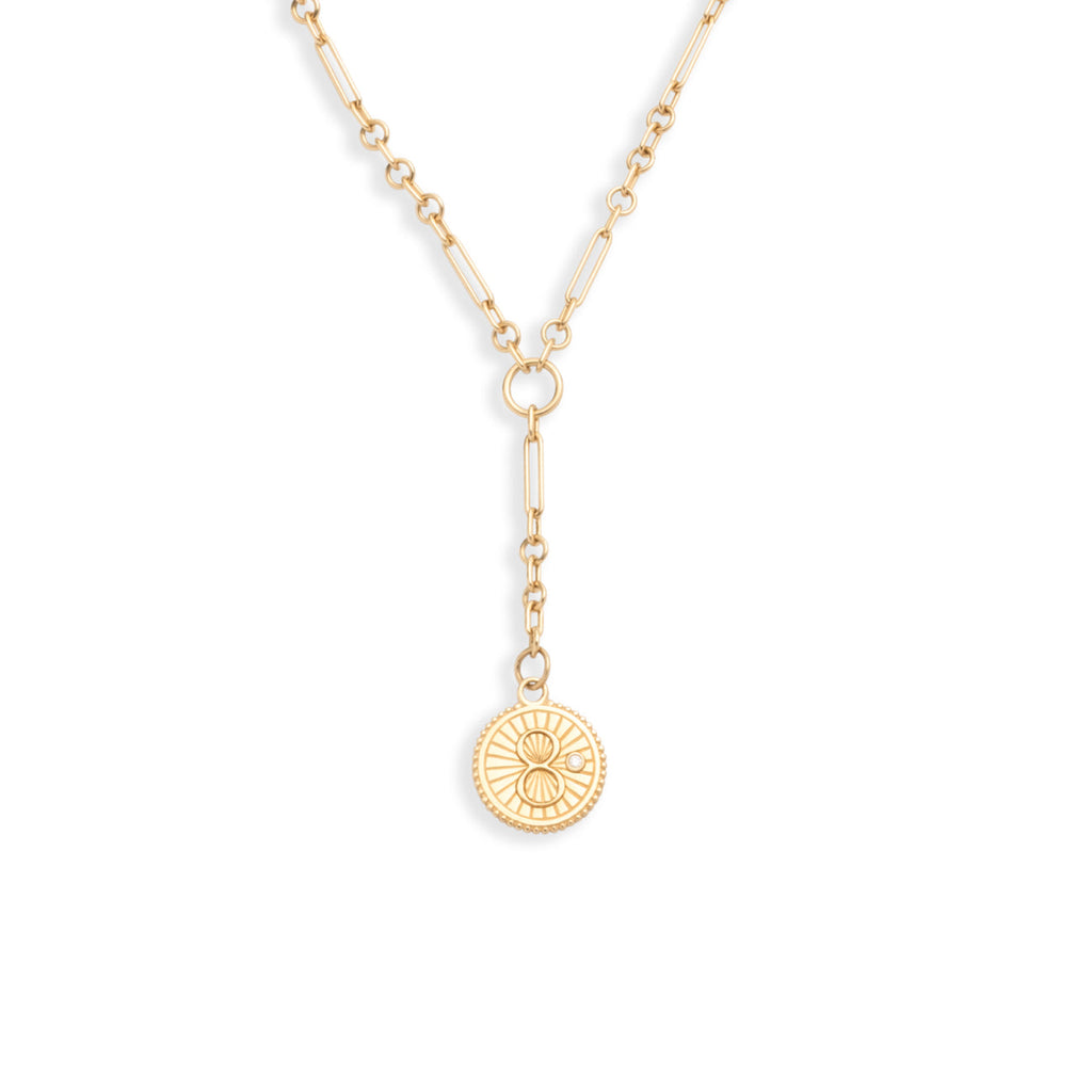 Karma Fine Mixed Clip Extension Necklace : in Yellow Gold with Diamond view 1