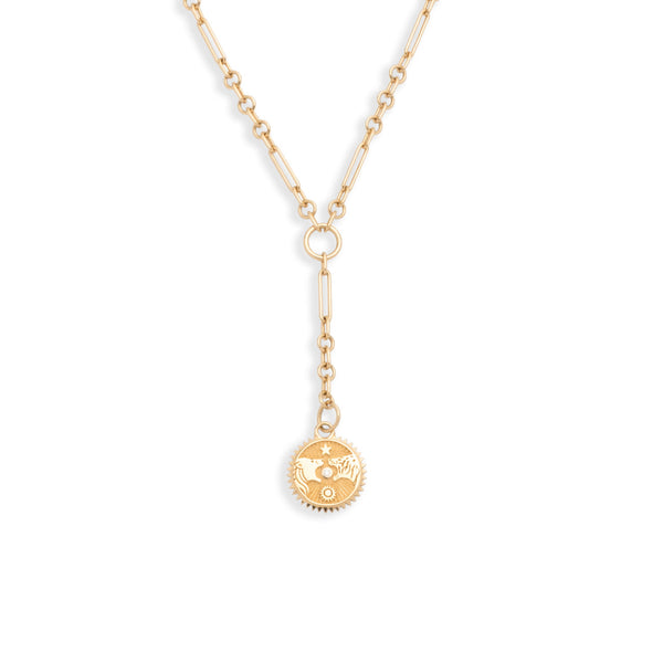 Solar & Lunar Fine Mixed Clip Extension Necklace : in Yellow Gold with Diamond