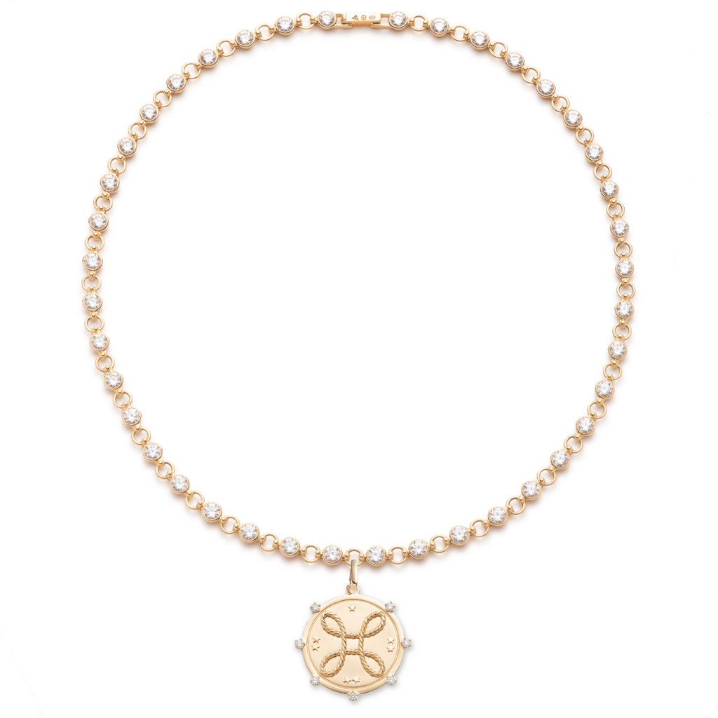 True Love Diamond Link Rivière Necklace : in Yellow Gold view 2