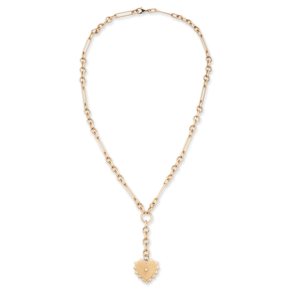 18K Yellow Gold Heart Love Token Small Mixed Clip Extension Necklace : in Yellow Gold with Diamonds – FoundRae view 3