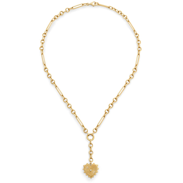 Personalized - True Love | Custom Heart Love Token Small Mixed Clip Extension Necklace | Diamonds, Yellow Gold