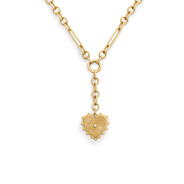 Personalized - True Love | Custom Heart Love Token Small Mixed Clip Extension Necklace | Diamonds, Yellow Gold