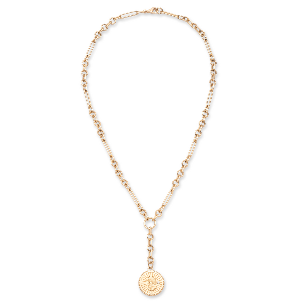 18K Yellow Gold Karma Small Mixed Clip Extension Necklace : in Yellow Gold with Diamonds – FoundRae view 3