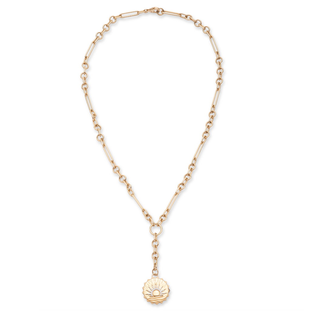 18K Yellow Gold New Beginnings Small Mixed Clip Extension Necklace : in Yellow Gold with Diamonds – FoundRae view 3