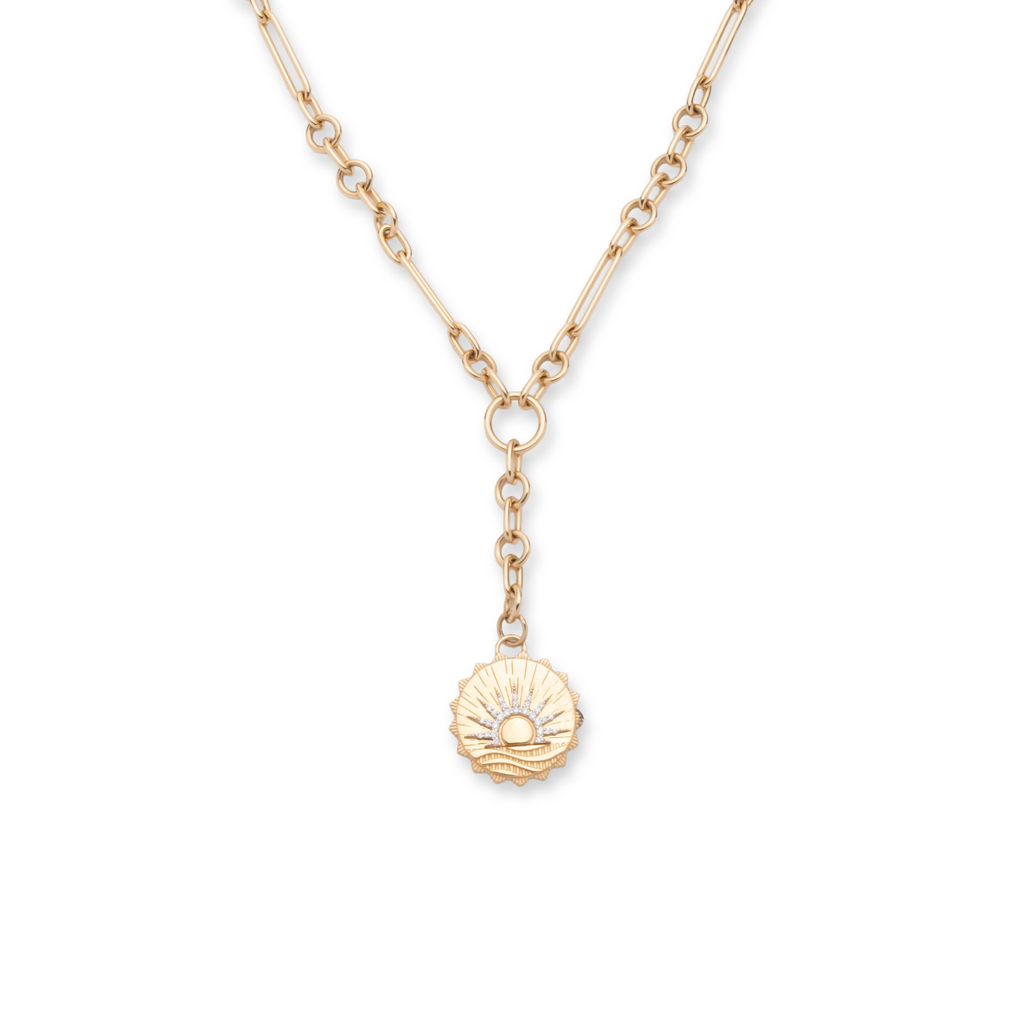 New Beginnings Small Mixed Clip Extension Necklace : in Yellow Gold with Diamonds view 1