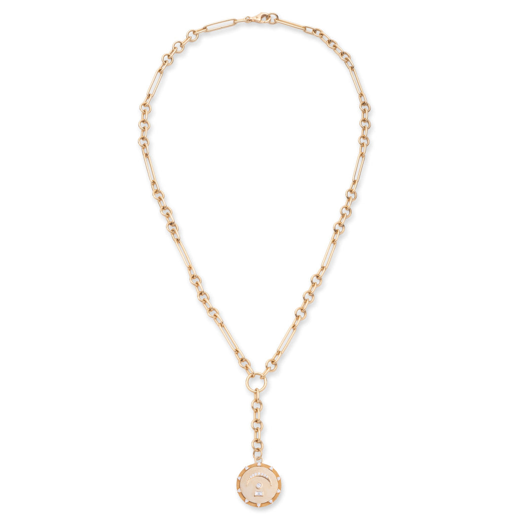 18K Yellow Gold Internal Compass | Pause Small Mixed Clip Extension Necklace | Diamonds, Yellow Gold – FoundRae view 3