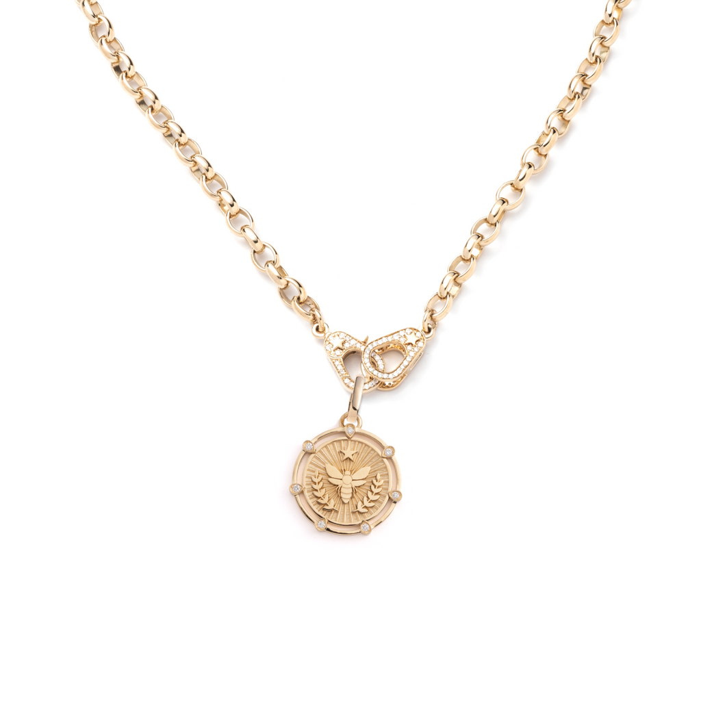 Bee – FoundRae X Every Mother Counts Sister Hook Heavy Belcher Chain : in Yellow Gold with Diamonds view 1
