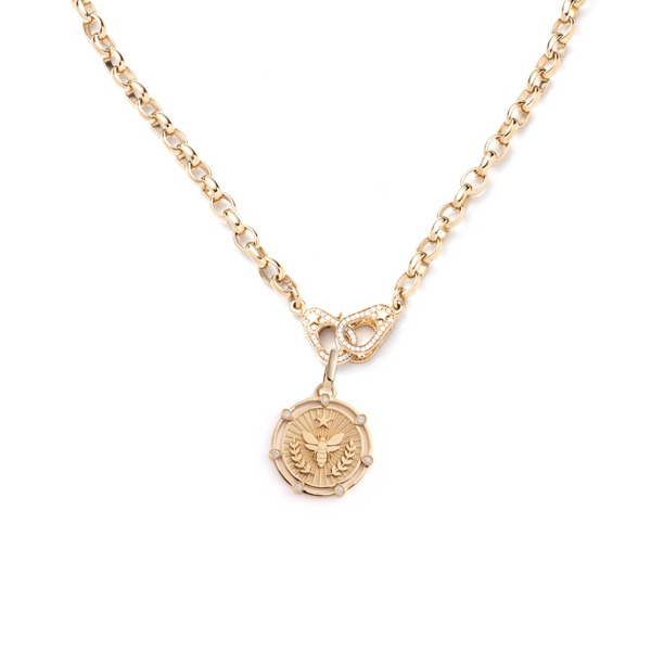 Bee – FoundRae X Every Mother Counts Sister Hook Heavy Belcher Chain : in Yellow Gold with Diamonds