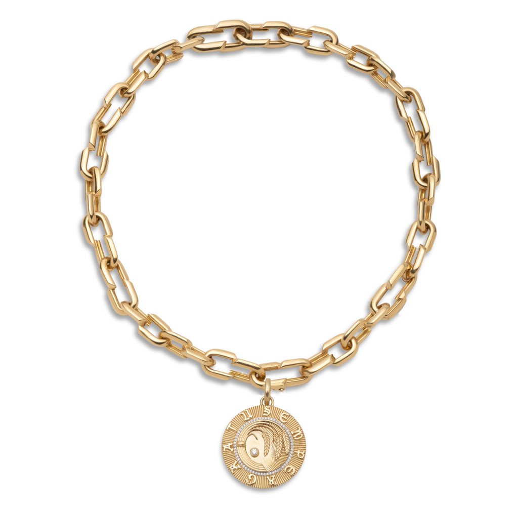 18K Yellow Gold Infinite Gratitude Medium Strong Hearts Love Link Chain Necklace : in Yellow Gold with Diamonds – FoundRae view 3