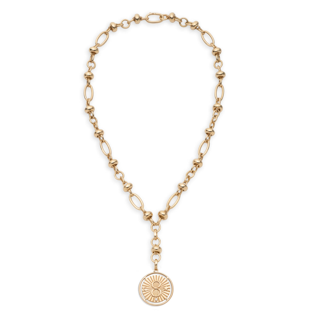 18K Yellow Gold Karma Orbit Chain Extension Necklace : in Yellow Gold with Diamond – FoundRae view 6
