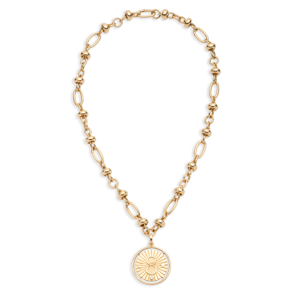 18K Yellow Gold Karma Orbit Chain Extension Necklace : in Yellow Gold with Diamond – FoundRae view 3