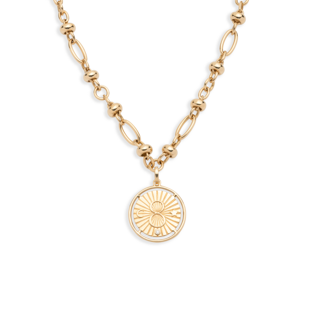 18K Yellow Gold Karma Orbit Chain Extension Necklace : in Yellow Gold with Diamond – FoundRae view 4