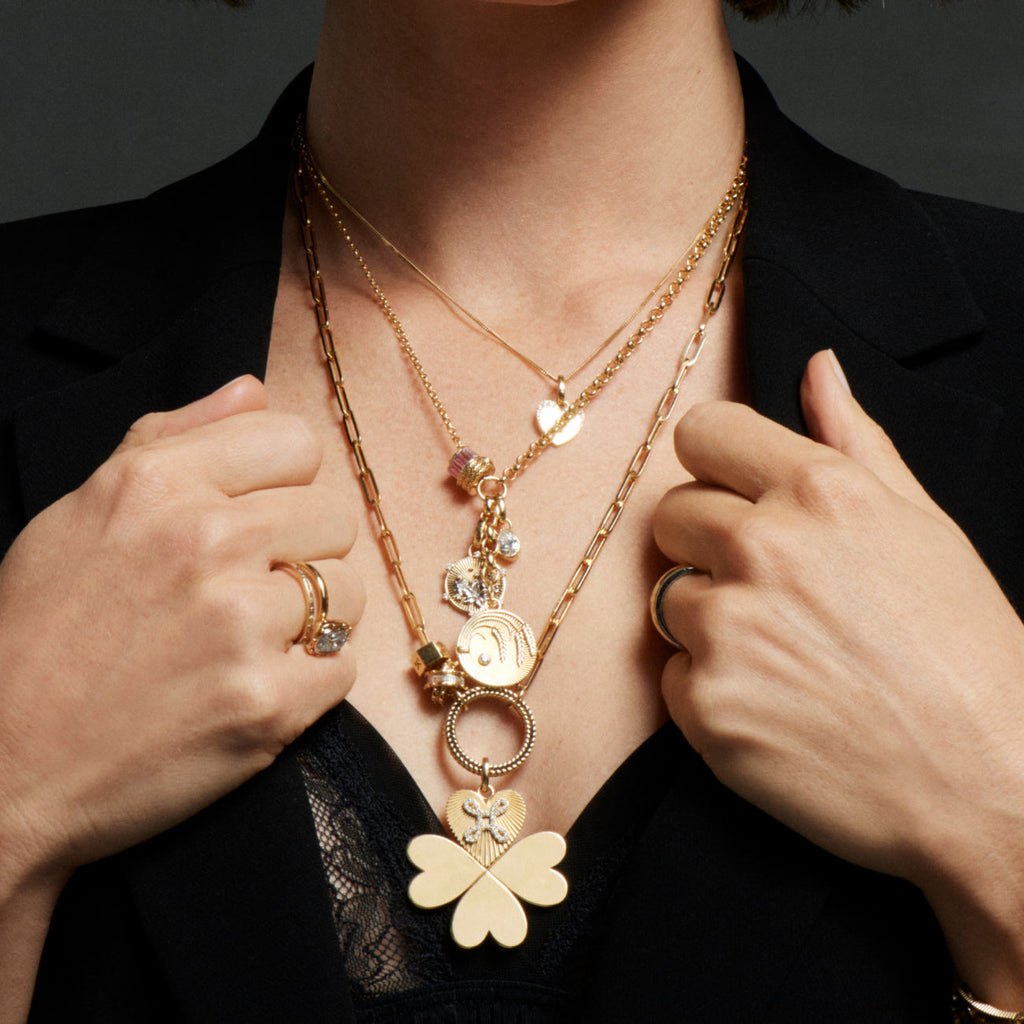 Infinite Gratitude and Resilience Medium Mixed Belcher Extension Story : in Yellow Gold with Diamonds and Champagne Citrine view 2