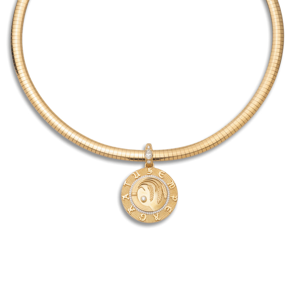Infinite Gratitude Medium Sleek Collar Necklace : in Yellow Gold with Diamonds view 1