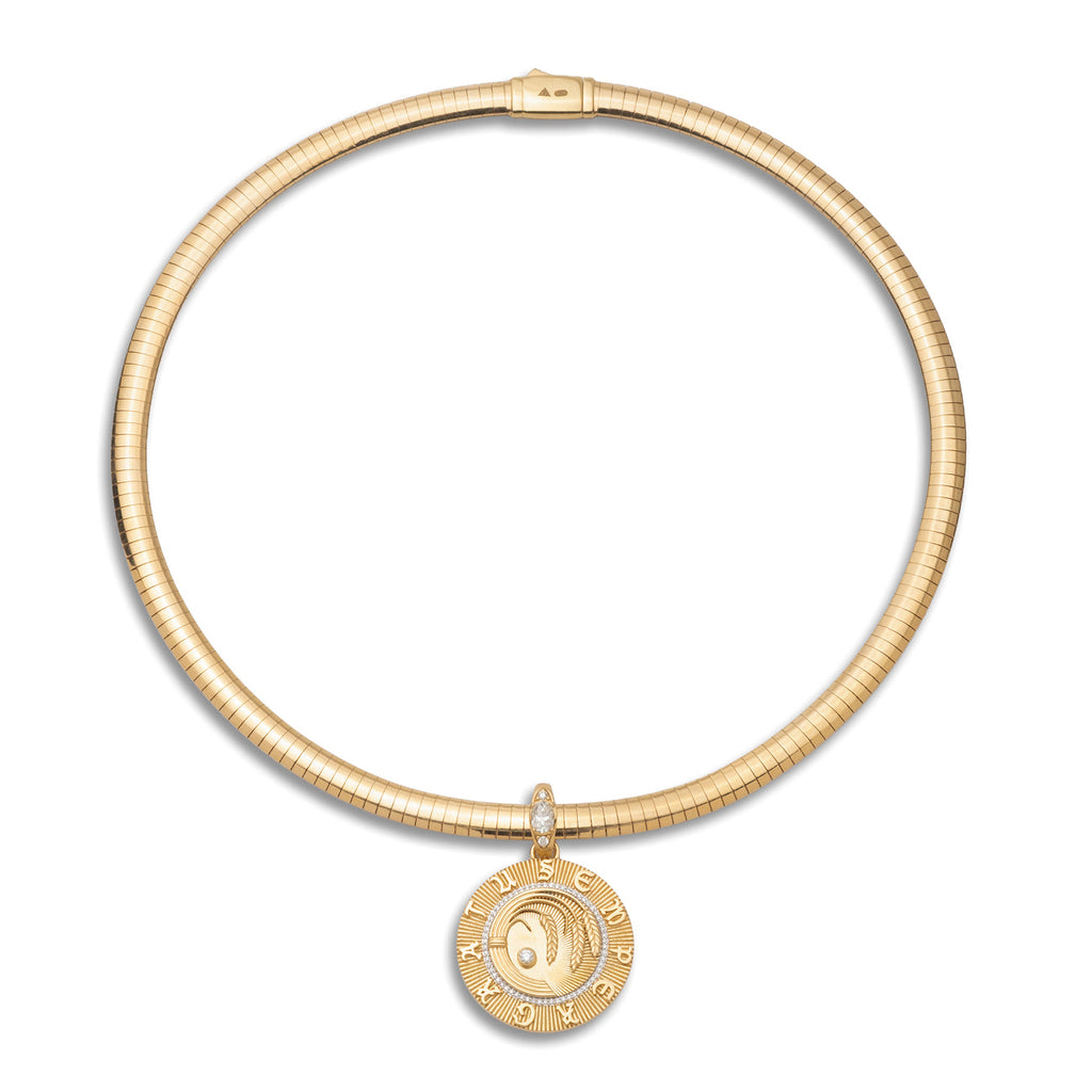 18K Yellow Gold Infinite Gratitude Medium Sleek Collar Necklace : in Yellow Gold with Diamonds – FoundRae view 3