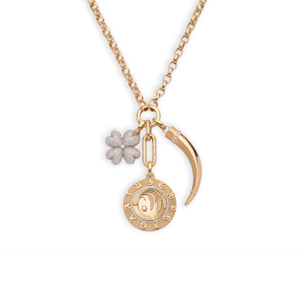 Infinite Gratitude and La Loba Claw Heavy Belcher Open Chain Story : in Mixed Gold with Diamonds view 1