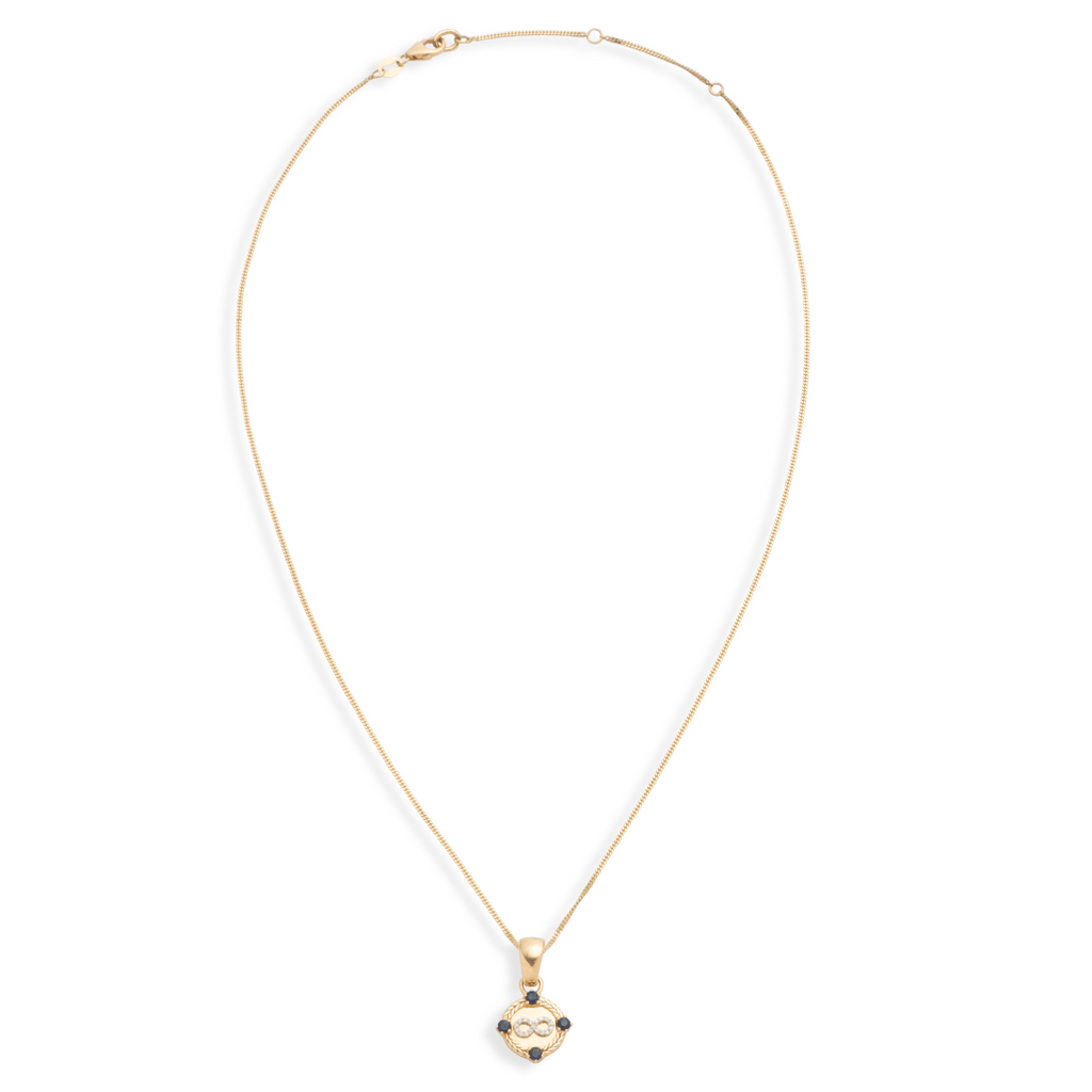 18K Yellow Gold Infinity Braided Wheat Fine Diamond Cut Curb Necklace : in Yellow Gold with Diamonds and Blue Sapphires – FoundRae view 3