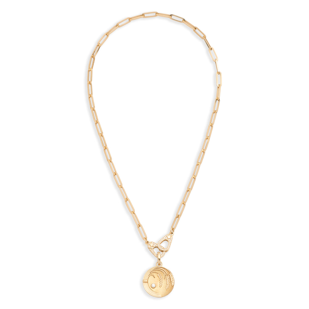 18K Yellow Gold Infinite Gratitude Braided Wheat Sister Hook Classic Fob Clip Necklace : in Yellow Gold with Diamond – FoundRae view 3