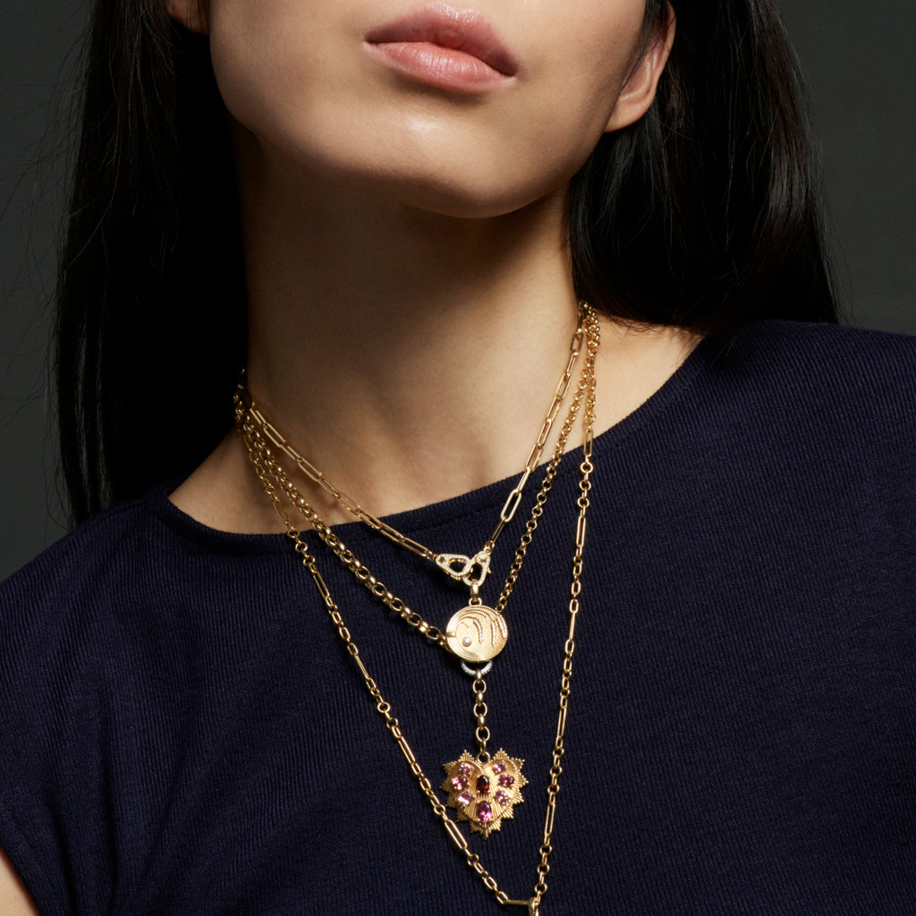 Infinite Gratitude Braided Wheat Sister Hook Classic Fob Clip Necklace : in Yellow Gold with Diamond view 2