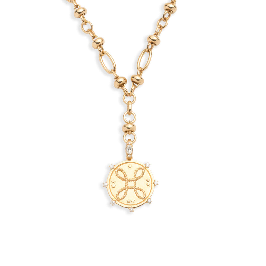 True Love Orbit Extension Necklace : in Yellow Gold with Diamonds view 1