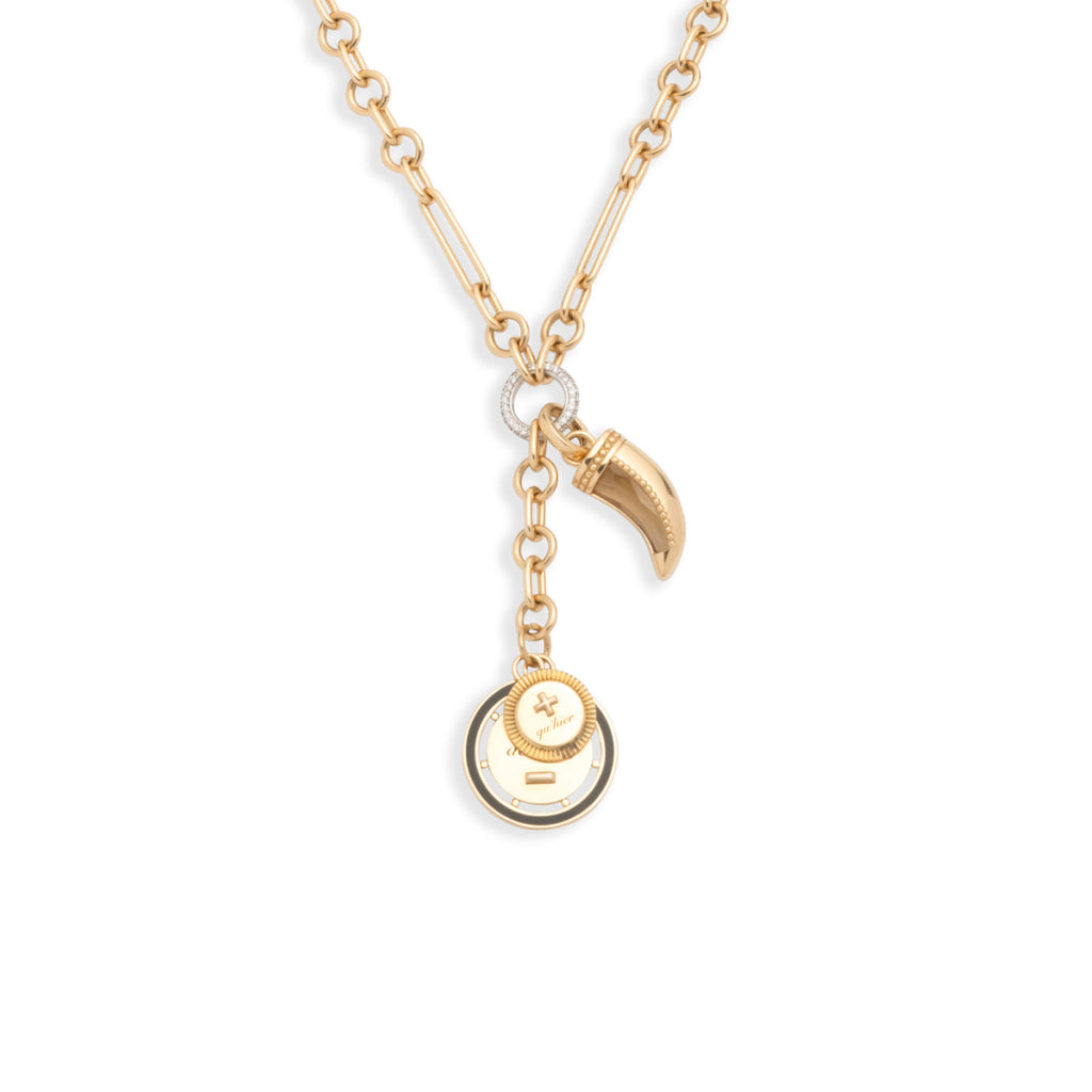 Ever Growing and Claw Small Mixed Clip Extension Story : in Yellow Gold with Black Ceramic and Champagne Citrine view 1