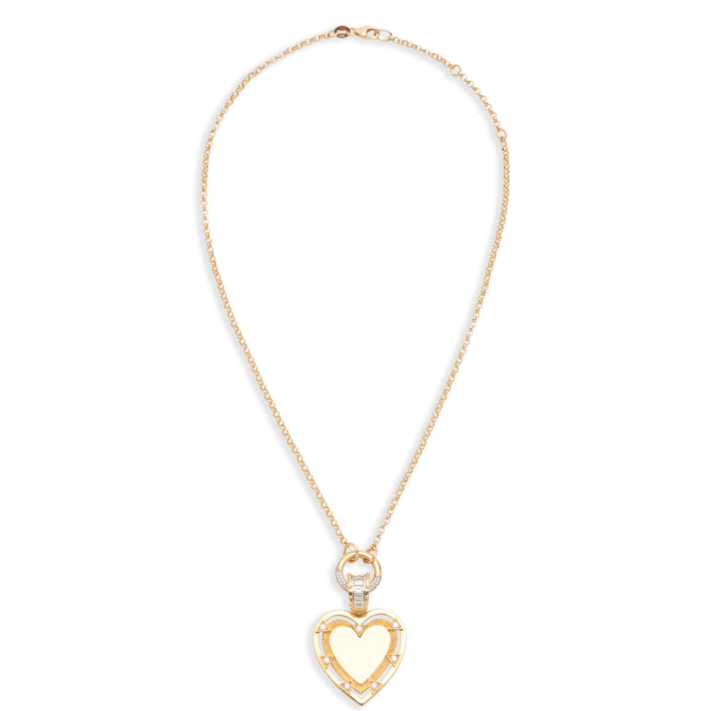 18K Yellow Gold Engravable Heart Small Belcher Open Chain Necklace : in Yellow Gold with Diamonds – FoundRae view 3