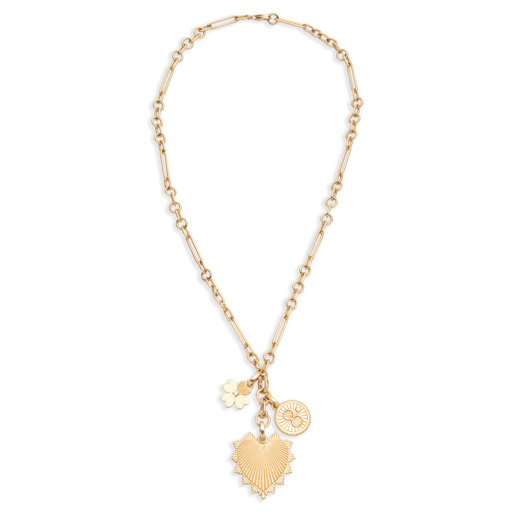 18K Yellow Gold Heart Love Token and Karma Small Mixed Clip Story : in Yellow Gold with Diamonds – FoundRae view 3